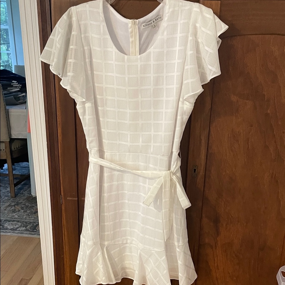 White Textured Mini Dress